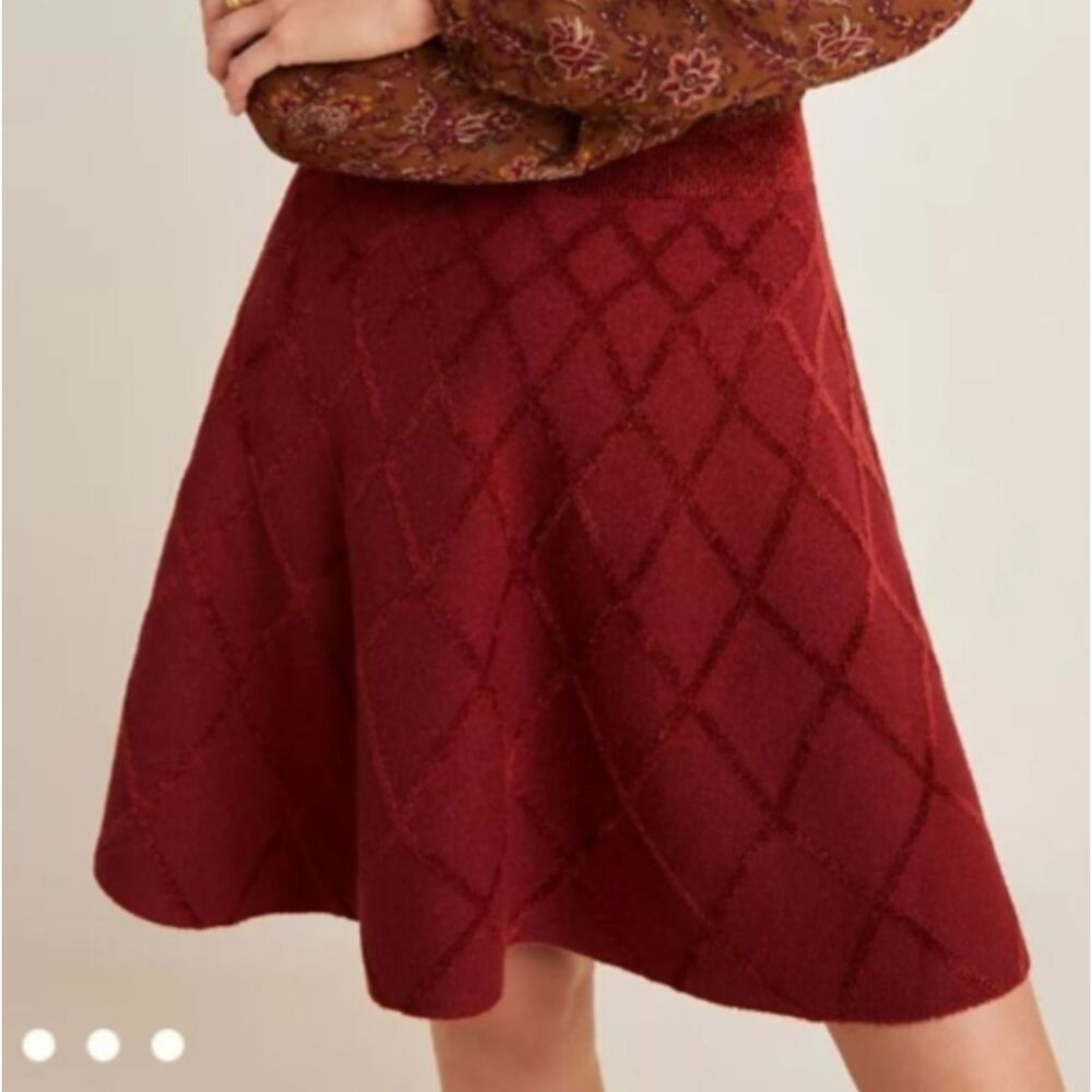 Maeve by Anthropologie Kristina Chenille Mini Skirt Rust Red XS